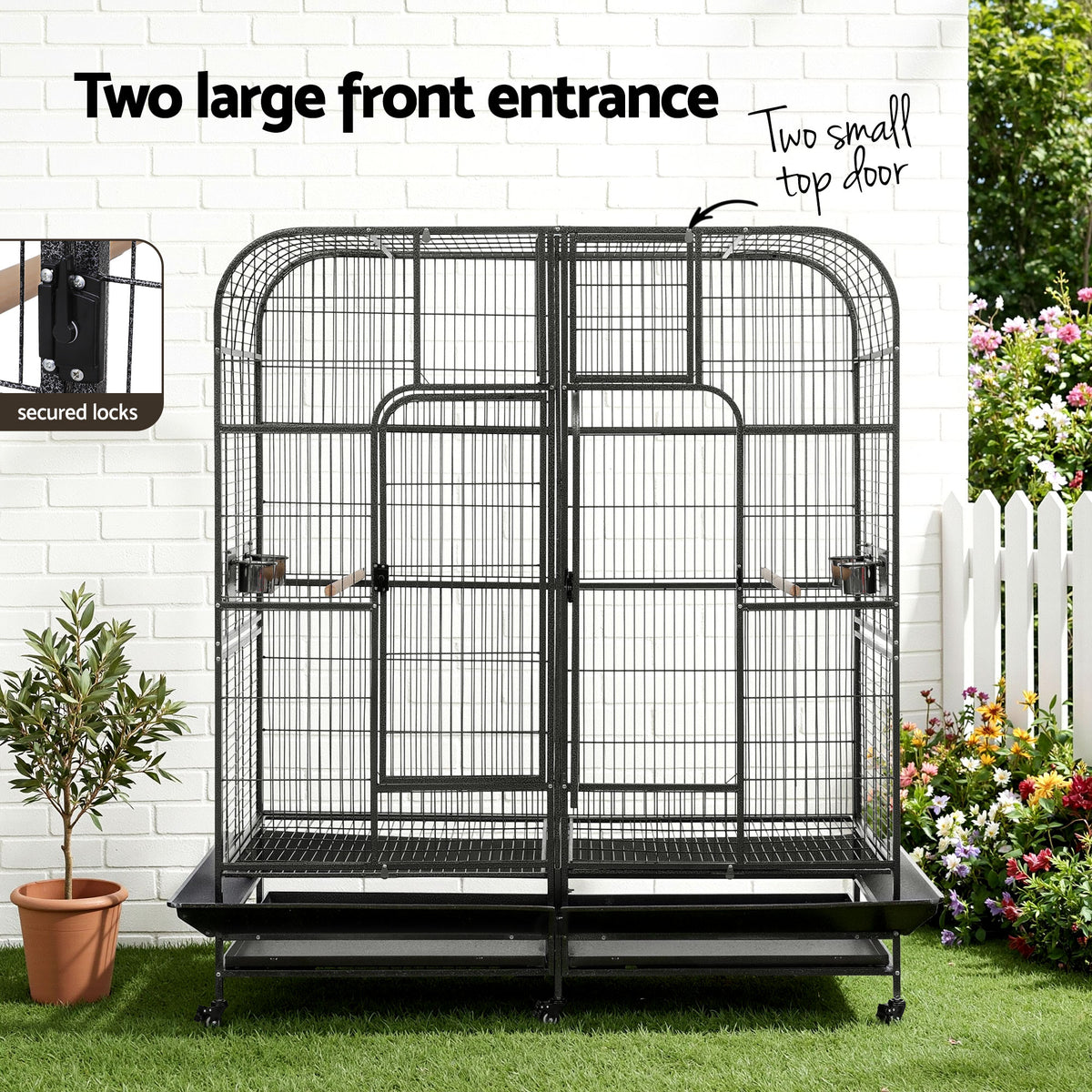 Illustration of Parrot Cage With Extra Strong Hook Attachments