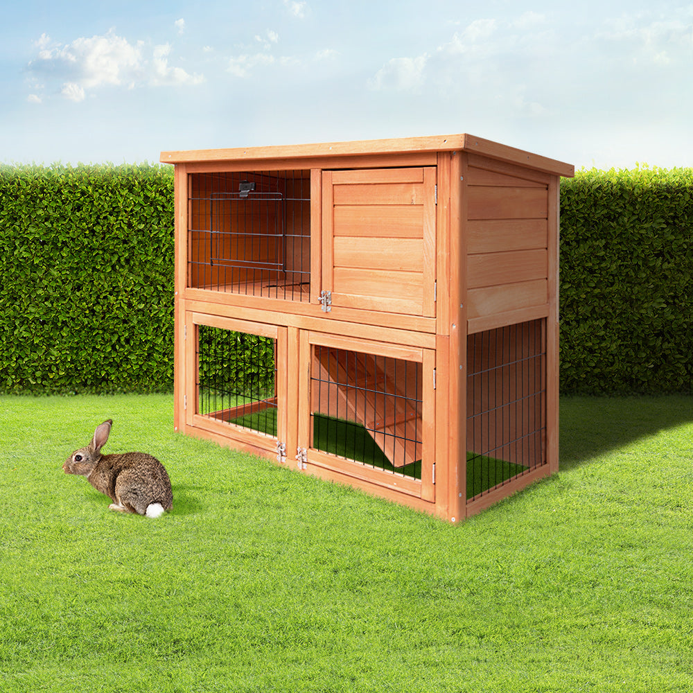 i.Pet Rabbit Hutch Hutches Large Metal Run Wooden Cage Chicken Coop Guinea Pig - i.Pet