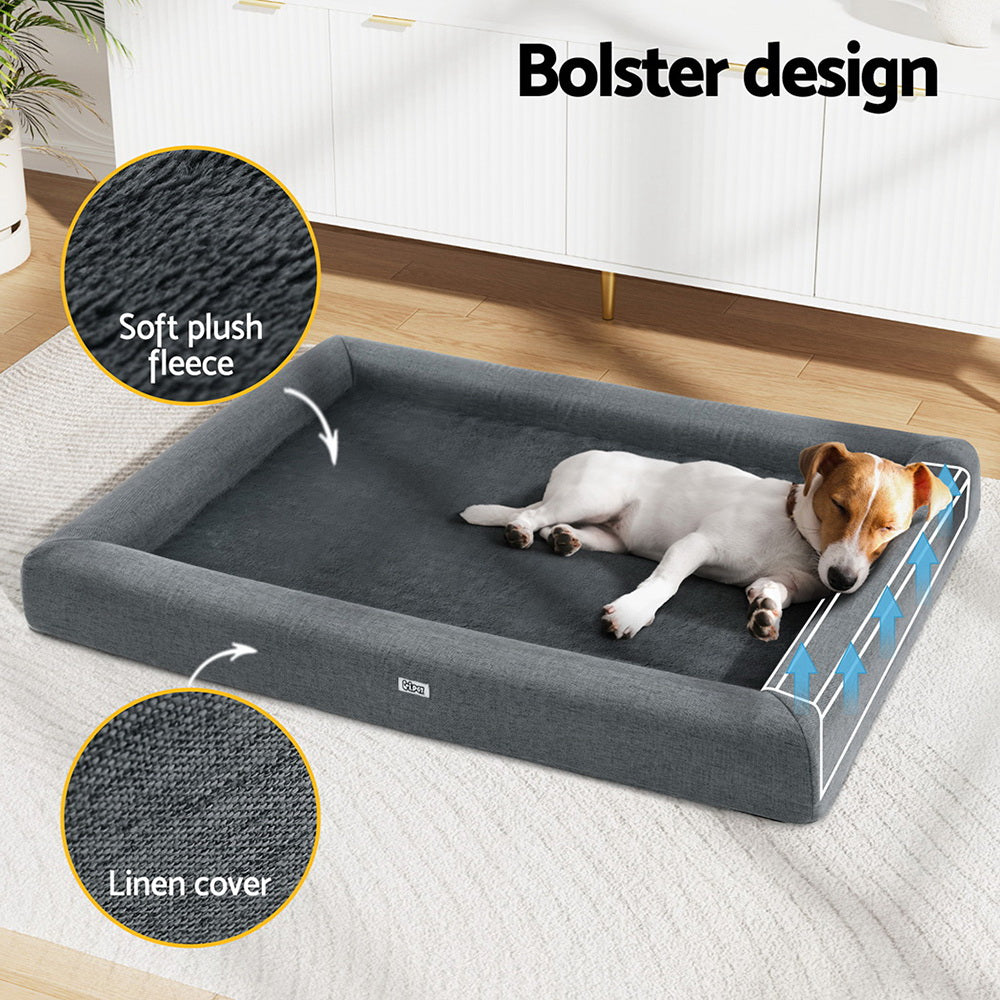 i.Pet Pet Bed Dog Cat Extra Large Calming Soft Sofa Cushion Egg Crate Washable Grey