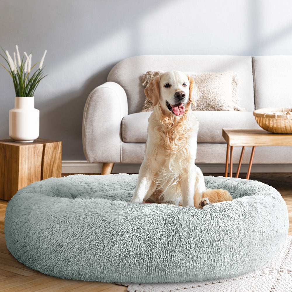 i.Pet Pet Bed Dog Cat 110cm Calming Extra Large Soft Plush Light Grey - i.Pet