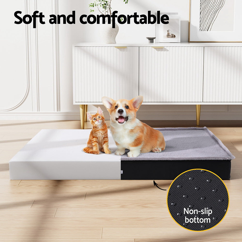 i.Pet Pet Bed Dog Cat Large Calming Soft Sofa Foam Cushion Washable Cover Grey