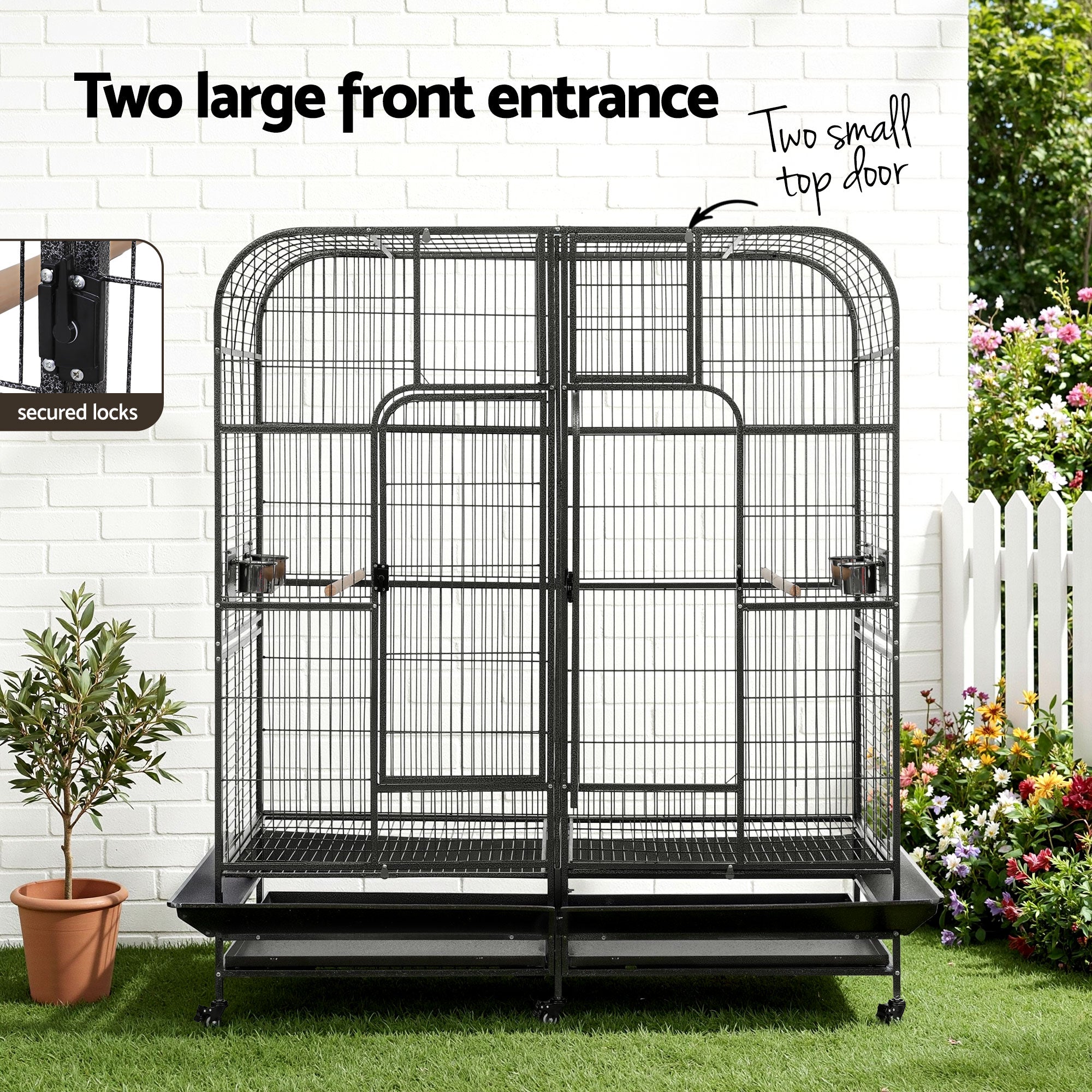 i.Pet Bird Cage Extra Large Aviary 185cm Pet Parrot Cage Castor Wheel