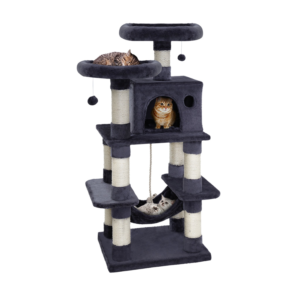 i.Pet Cat Tree 145cm Tower Scratching Post Scratcher Wood Condo House Large Bed - i.Pet