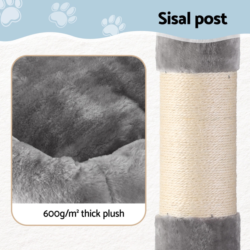 i.Pet Cat Tree 145cm Tower Scratching Post Trees Scratcher Condo House Light Grey - i.Pet