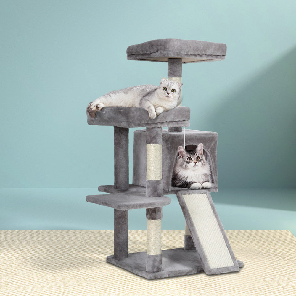 i.Pet Cat Tree 103cm Tower Scratching Post Scratcher Wood Condo House Trees Grey - i.Pet