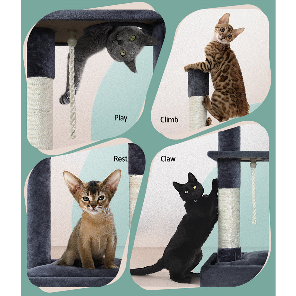 i.Pet Cat Tree 102cm Scratching Post Tower Scratcher Condo House Board Grey - i.Pet