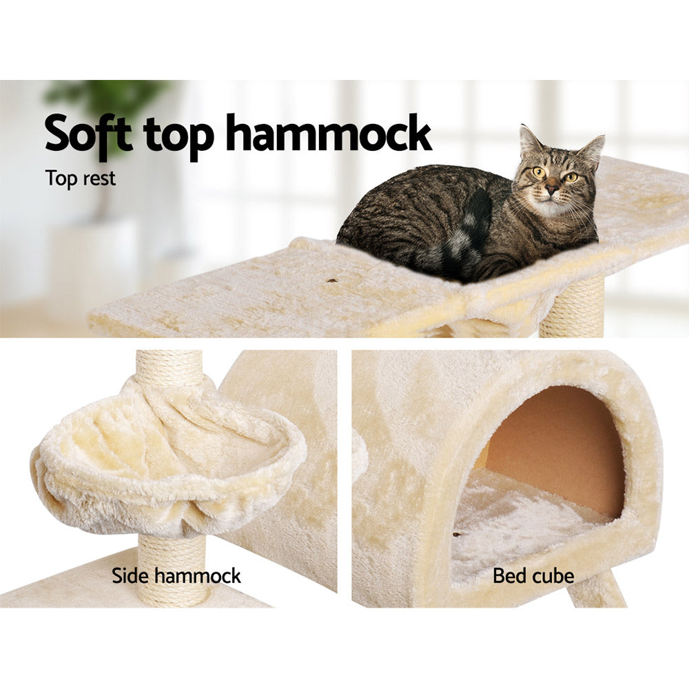 i.Pet Cat Tree 100cm Tower Scratching Post Scratcher Condo House Trees Bed Beige - i.Pet