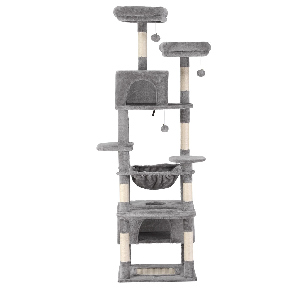 i.Pet Cat Tree 184cm Tower Scratching Post Trees Scratcher Condo House Light Grey - i.Pet