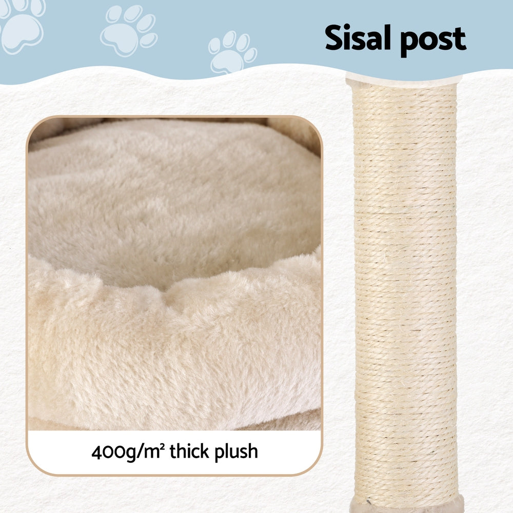 i.Pet Cat Tree 143cm Tower Scratching Post Trees Scratcher Condo House Beige - i.Pet
