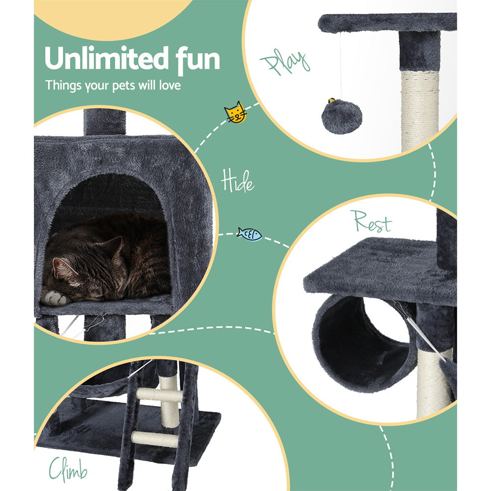 i.Pet Cat Tree 144cm Tower Scratching Post Scratcher Wood Condo Toys House Bed - i.Pet