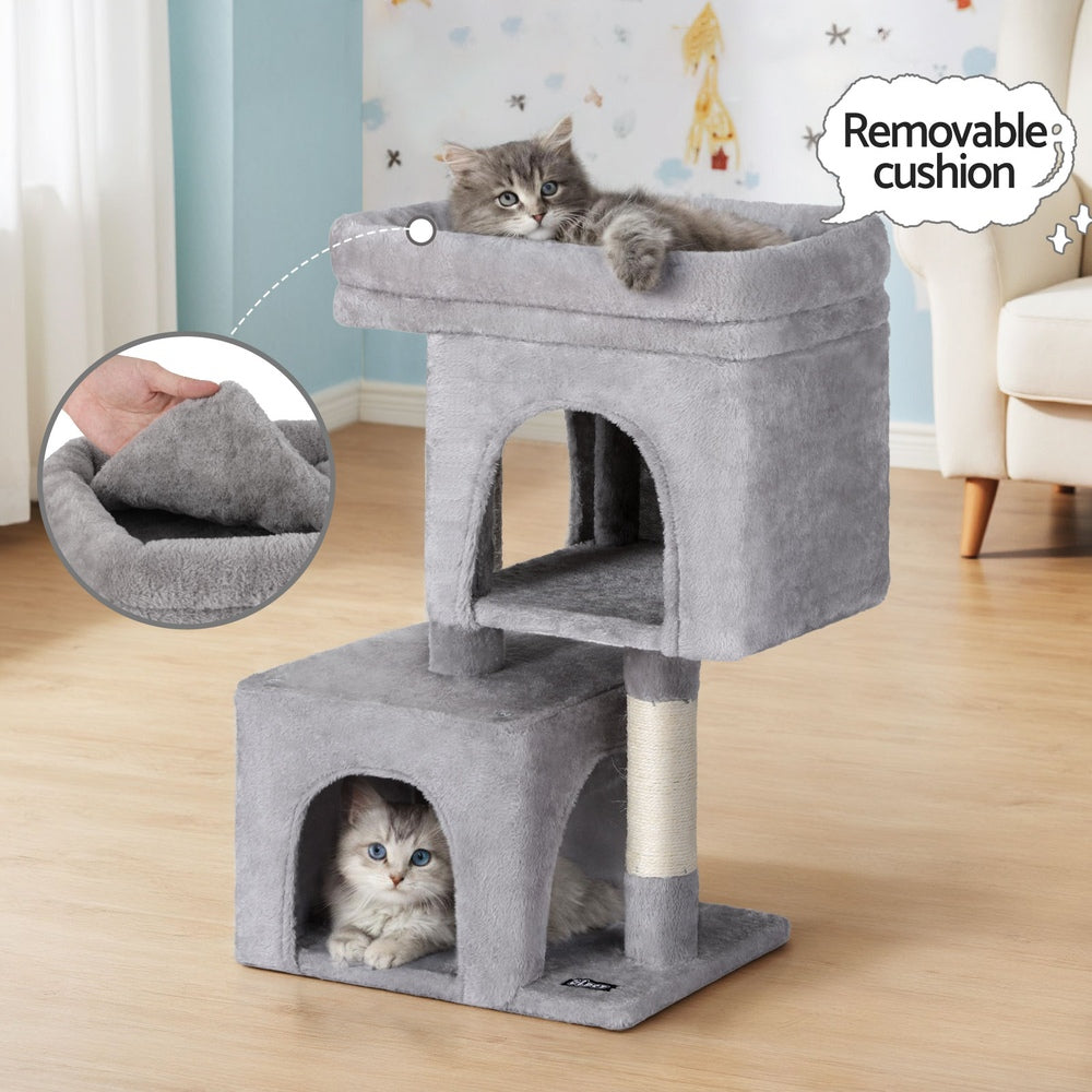 i.Pet Cat Tree 67cm Tower Scratching Post Trees Scratcher Condo House Light Grey - i.Pet