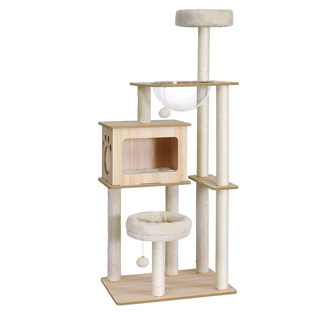 i.Pet Cat Tree Tower Scratching Post Scratcher 142cm Wood Bed Condo House - i.Pet