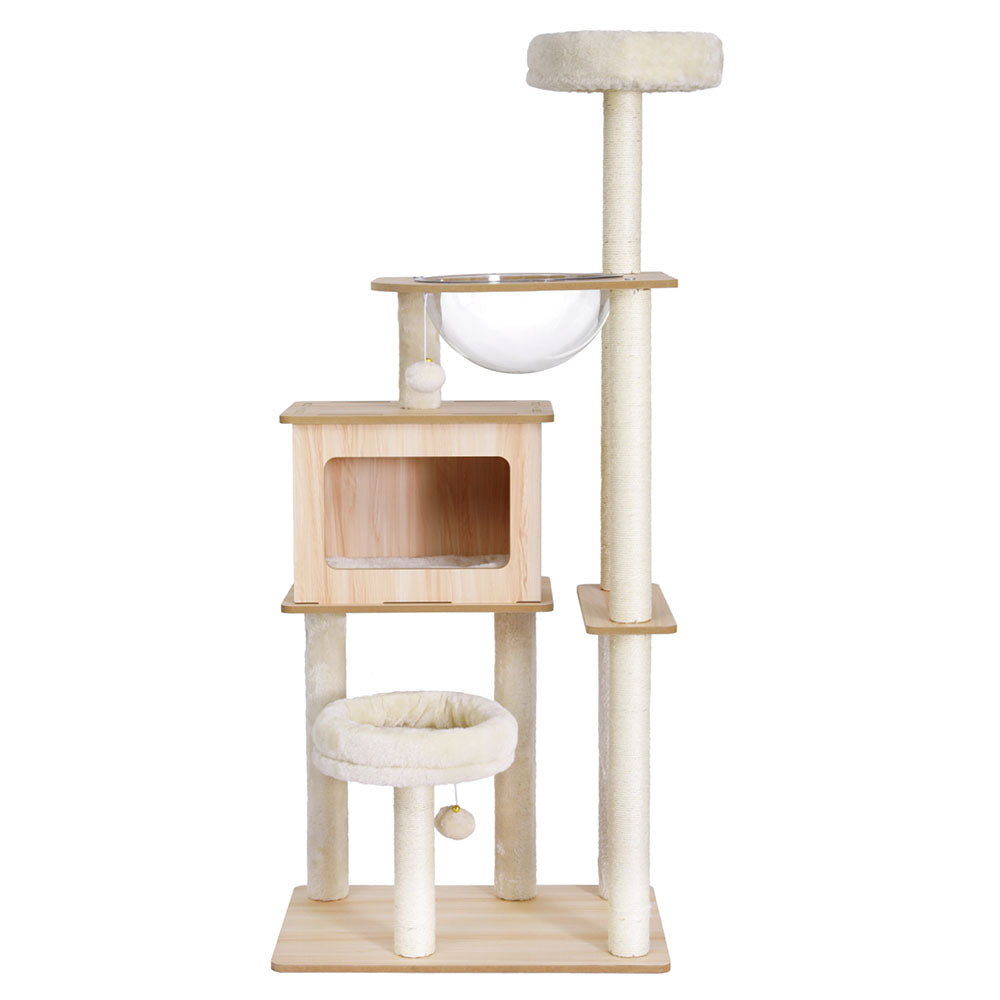 i.Pet Cat Tree Tower Scratching Post Scratcher 142cm Wood Bed Condo House - i.Pet