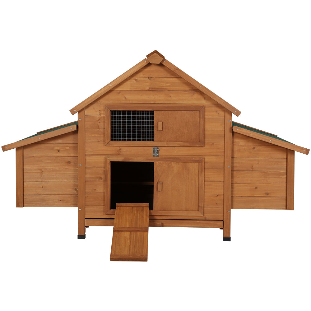 i.Pet Chicken Coop Rabbit Hutch 150cm x 68cm x 96cm Large House Run Cage Wooden Outdoor Pet Enclosure - i.Pet