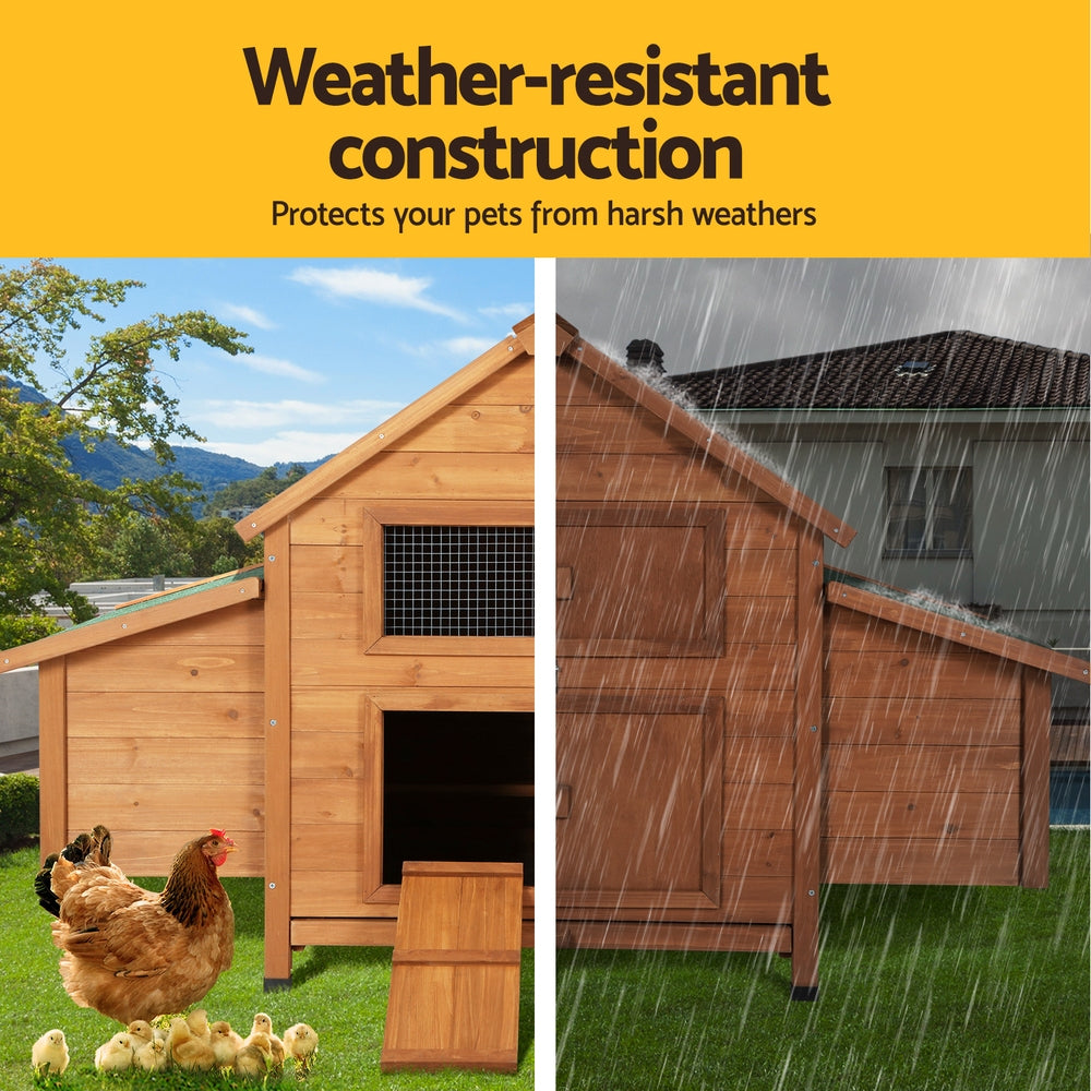 i.Pet Chicken Coop Rabbit Hutch 150cm x 68cm x 96cm Large House Run Cage Wooden Outdoor Pet Enclosure - i.Pet