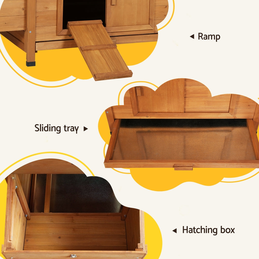 i.Pet Chicken Coop Rabbit Hutch 150cm x 68cm x 96cm Large House Run Cage Wooden Outdoor Pet Enclosure - i.Pet