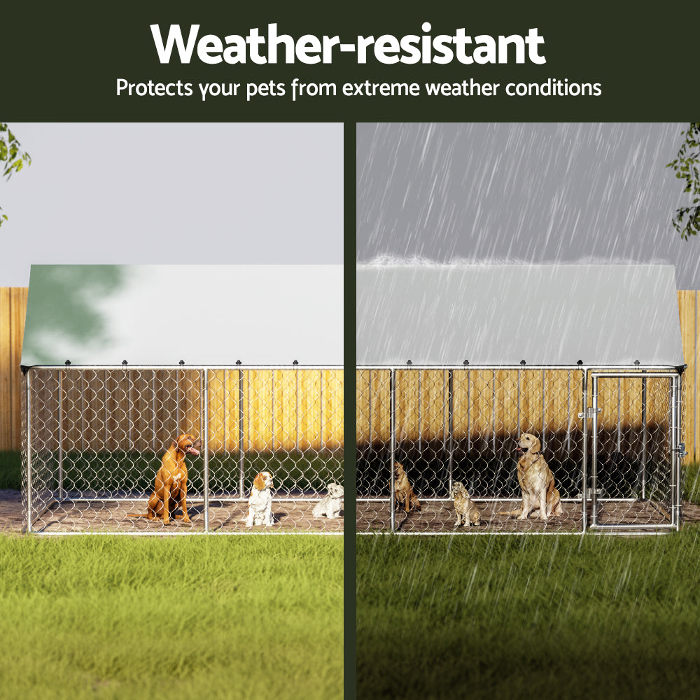 i.Pet Dog Kennel Large House XL Pet Run Cage Puppy Outdoor Enclosure 2Mx4M - i.Pet
