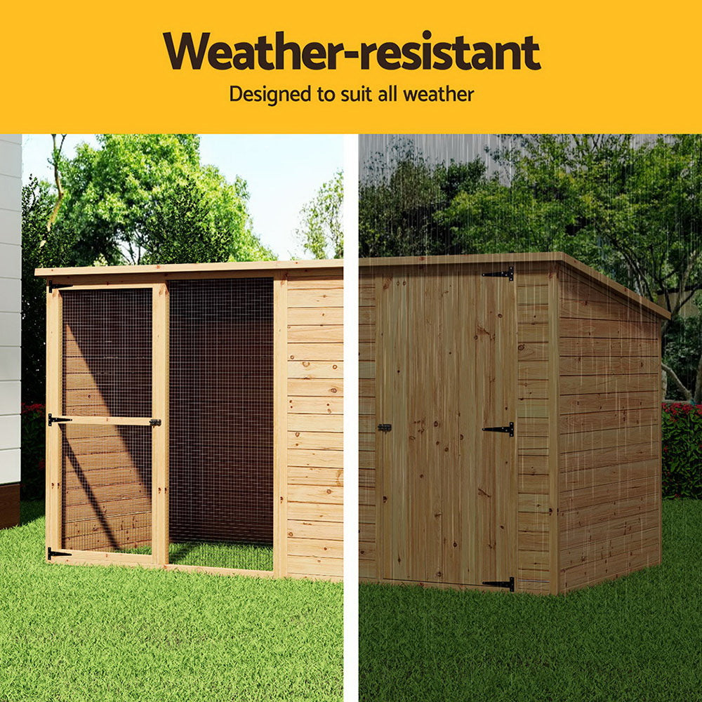 i.Pet Dog Kennel Extra Large 2.28M Wooden House Bed Outdoor Pet Puppy Cabin Log