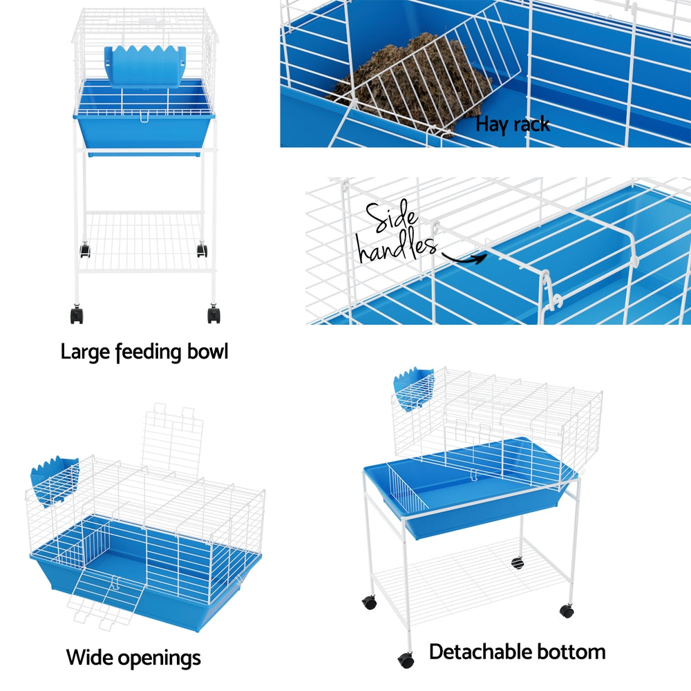 i.Pet Indoor Rabbit Cage with Stand - Blue