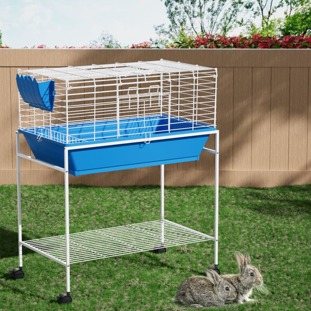 i.Pet Indoor Rabbit Cage with Stand - Blue