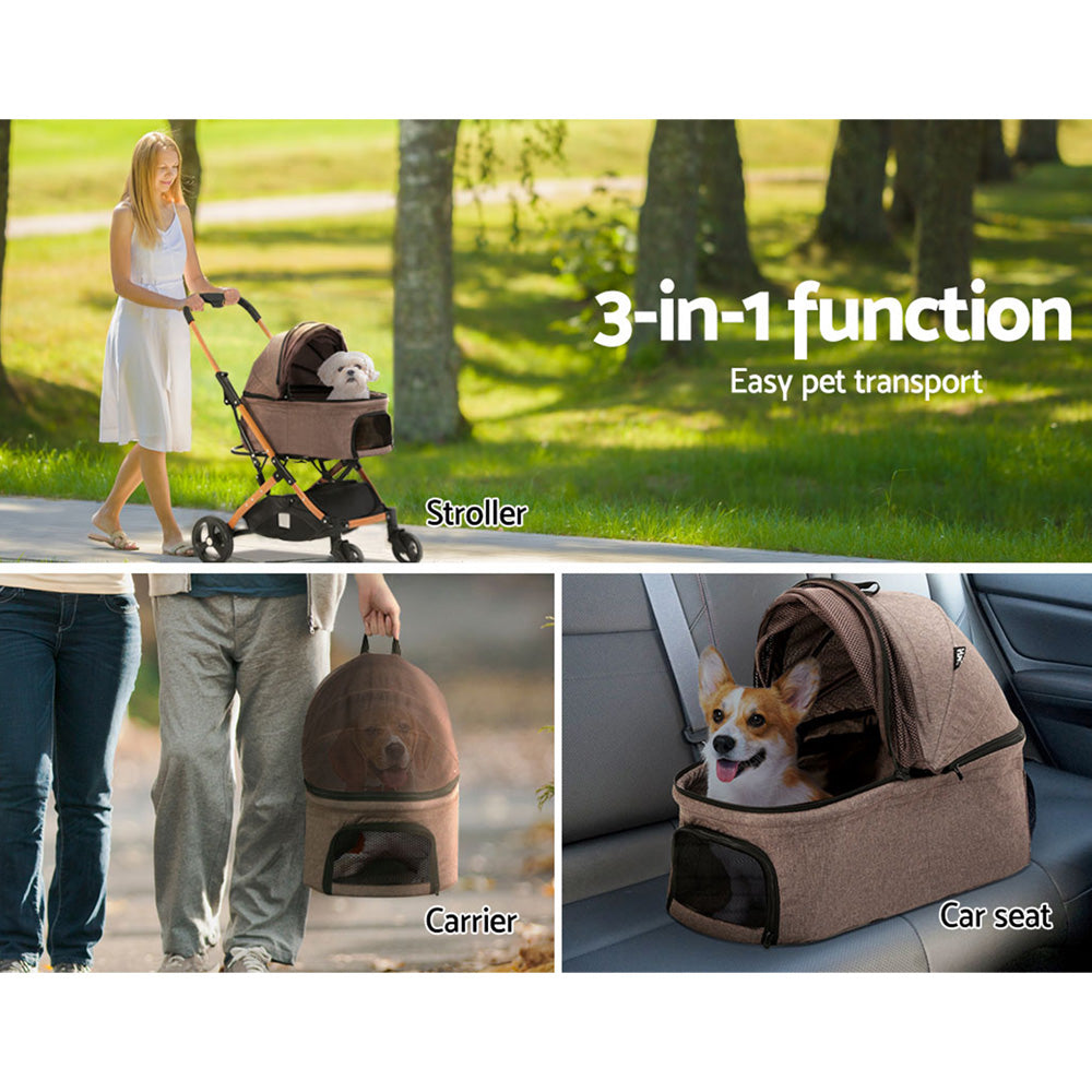 i.Pet Pet Stroller Dog Pram Large Cat Carrier Travel Pushchair Foldable 4 Wheels - i.Pet
