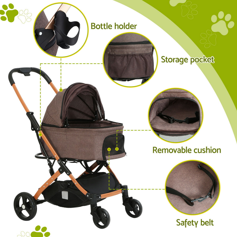 ipet dog stroller i.Pet Pet Stroller Dog Pram Large Cat Carrier Travel Foldable 4 Wheels