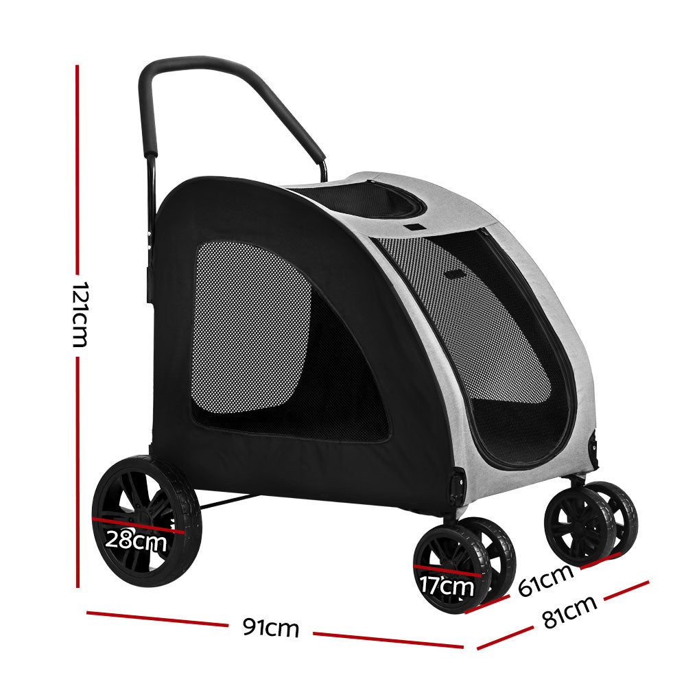 i.Pet Pet Dog Stroller Pram Large Carrier Cat Travel Foldable Strollers 4 Wheels - i.Pet