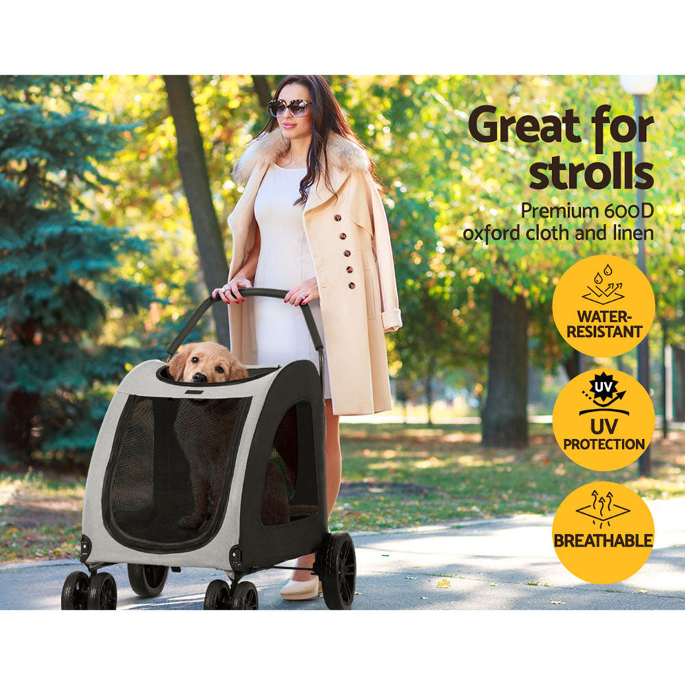 i.Pet Pet Dog Stroller Pram Large Carrier Cat Travel Foldable Strollers 4 Wheels - i.Pet
