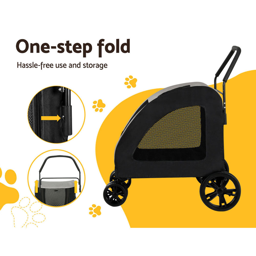 i.Pet Pet Dog Stroller Pram Large Carrier Cat Travel Foldable Strollers 4 Wheels - i.Pet