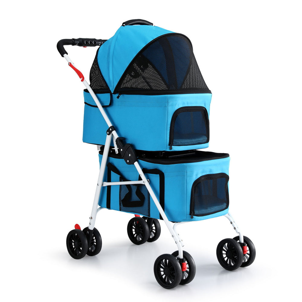 i.Pet Pet Stroller Dog Pram Large Cat Carrier Travel Foldable 4 Wheels