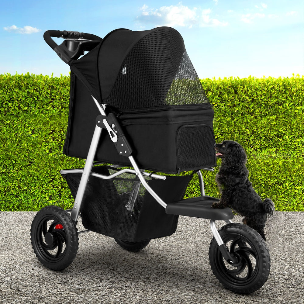 i.Pet Foldable Stroller Pram for Dogs and Cats - Black