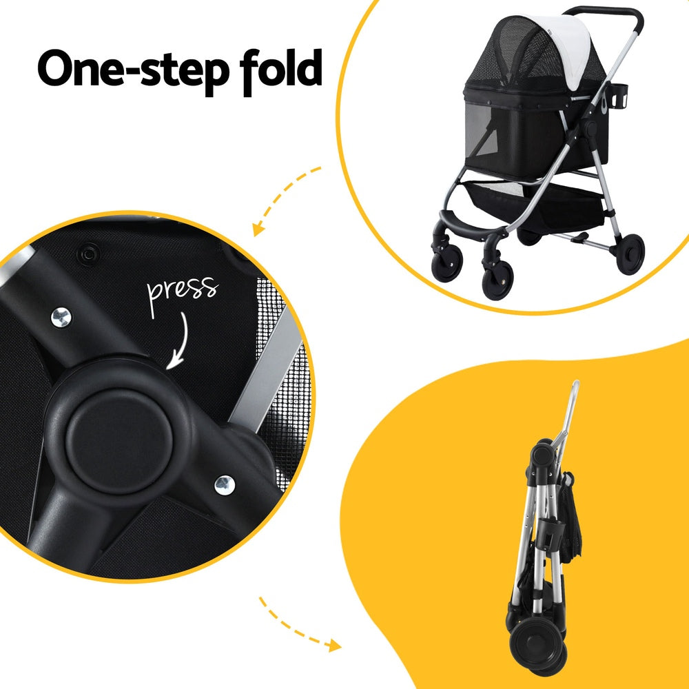 i.Pet Pet Stroller Pram Dog Cat Carrier Cage Large Travel Pushchair Foldable 4 Wheels