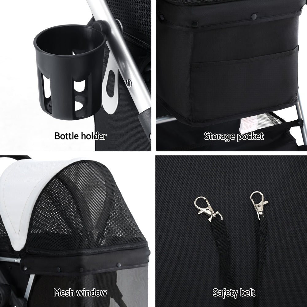 i.Pet Pet Stroller Pram Dog Cat Carrier Cage Large Travel Pushchair Foldable 4 Wheels