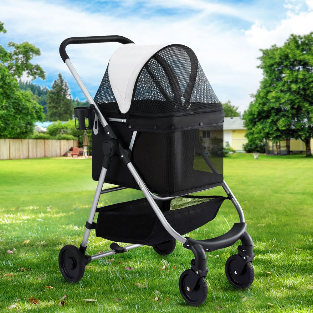 i.Pet Pet Stroller Pram Dog Cat Carrier Cage Large Travel Pushchair Foldable 4 Wheels