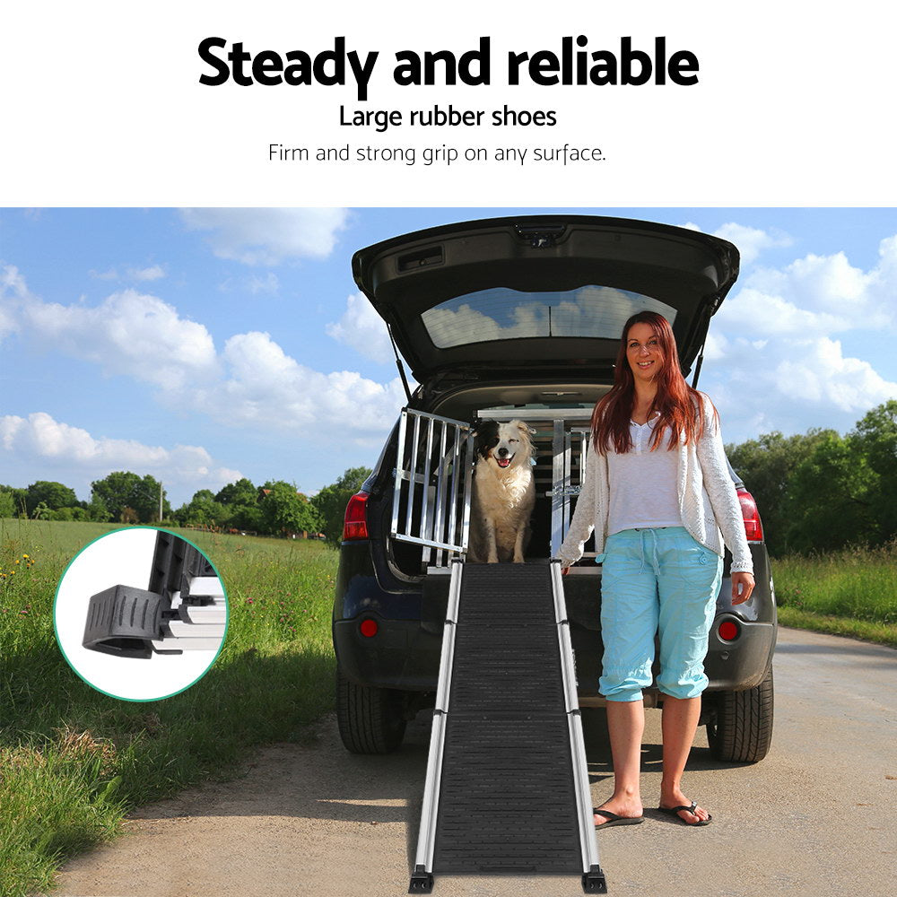 i.Pet Dog Ramp Dog Steps Pet Car Travel Step Stair Foldable Portable Ladder Aluminium - i.Pet
