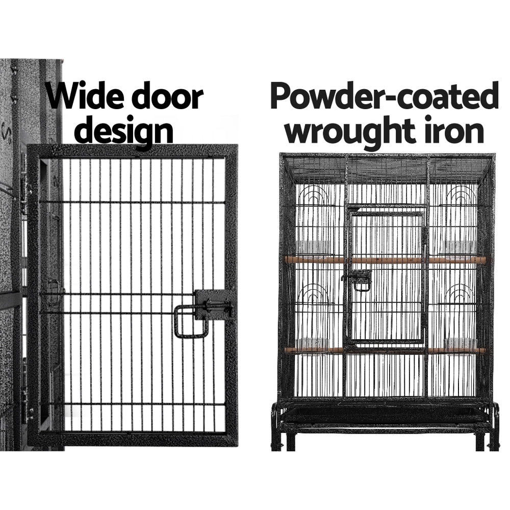 i.Pet Large Bird Cage with Perch - Black
