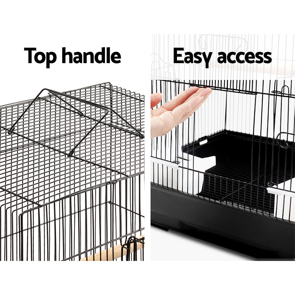 i.Pet Medium Bird Cage with Perches - Black
