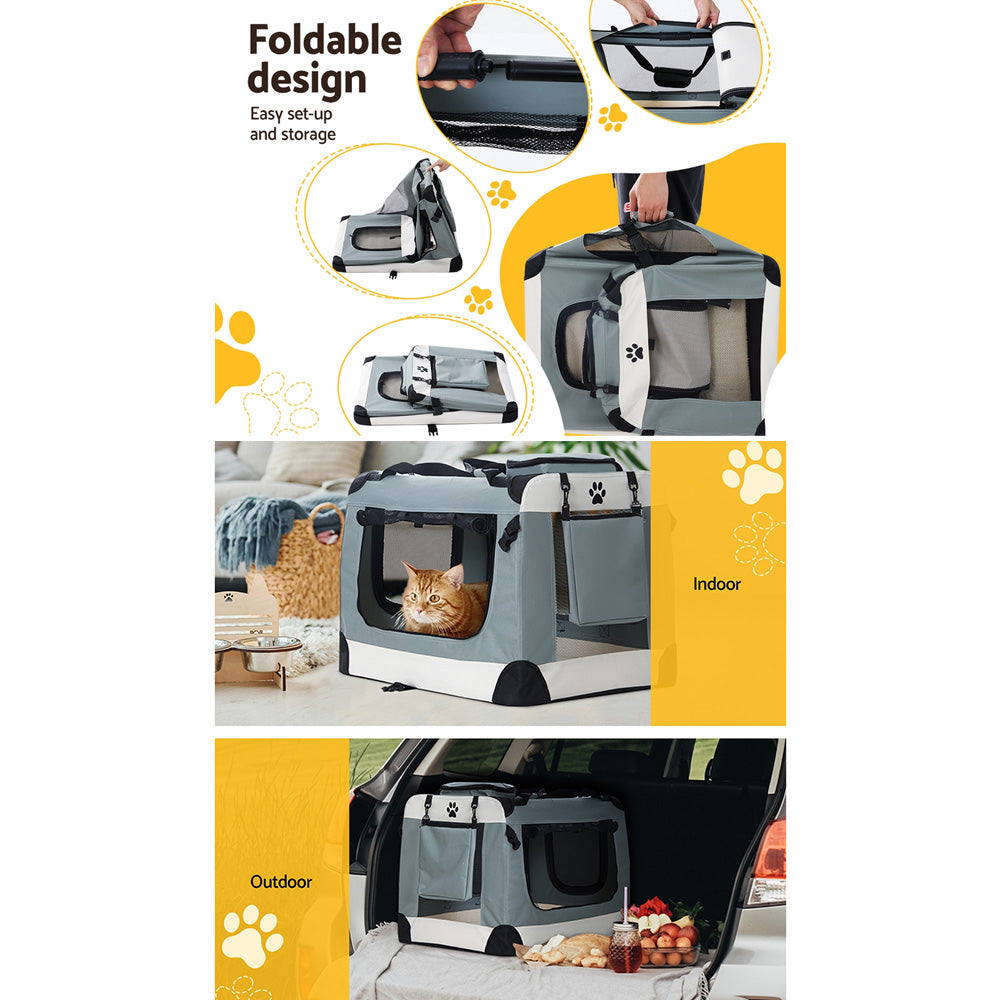 i.Pet Pet Carrier Large Soft Crate Dog Cat Travel Portable Cage Kennel Foldable - i.Pet