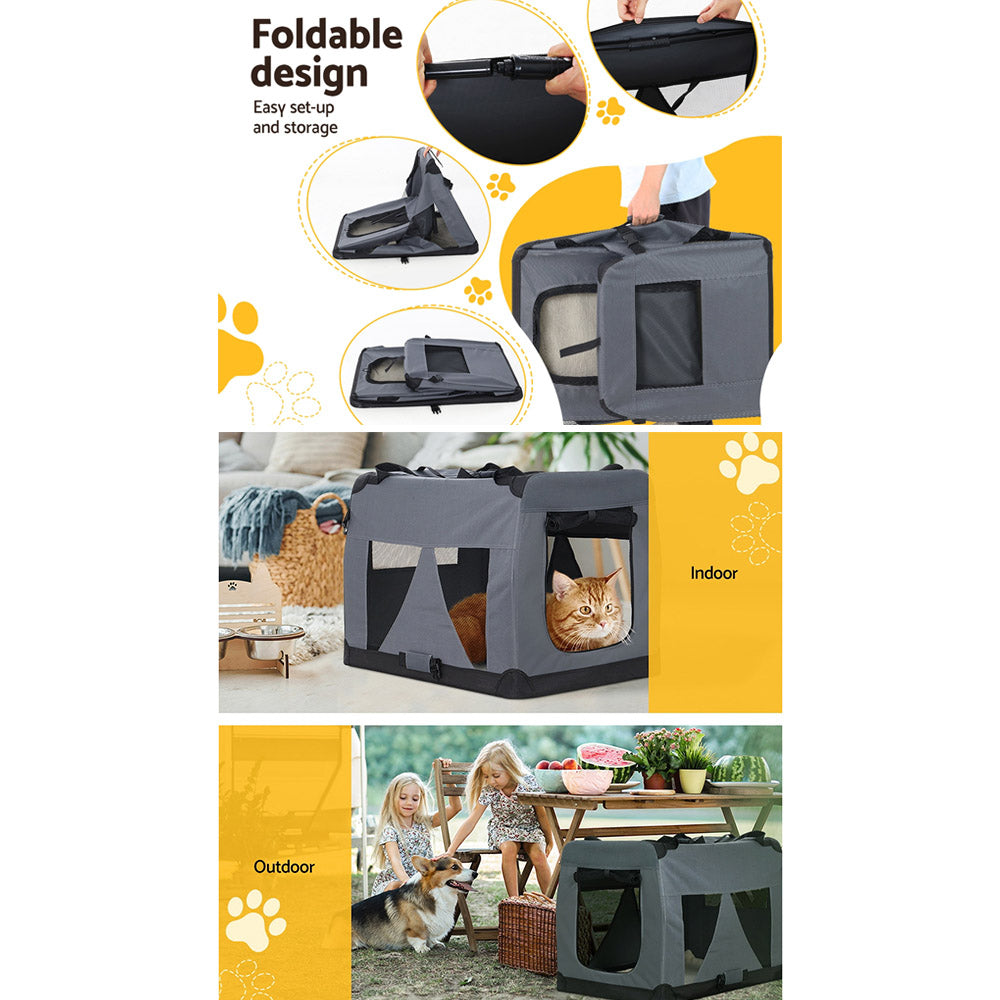 i.Pet Pet Carrier Soft Crate Dog Cat Travel Portable Cage Kennel Foldable Car M - i.Pet