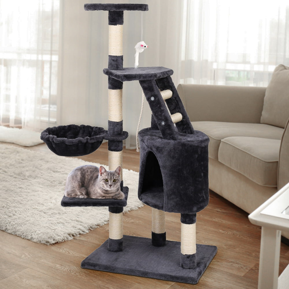 i.Pet Large Cat Scratching Post Tree with Cat Condo 120cm - Dark Grey 