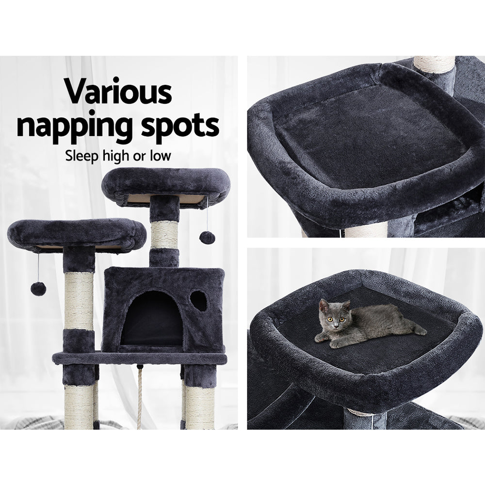 i.Pet Multi-level Cat Tree Scratching Post Tower Cat Condo  – Dark Grey