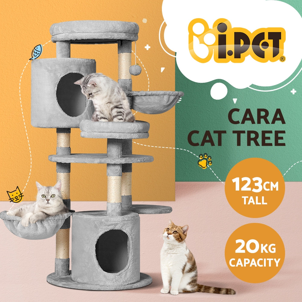 i.Pet Cat Tree Tower Scratching Post Scratcher Wood Condo House Toys Bed 123cm - i.Pet