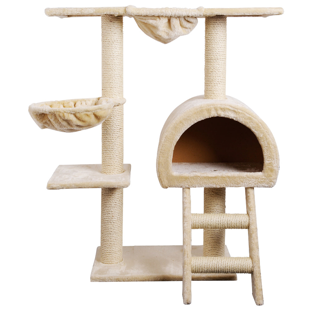 i.Pet Cat Tree Trees Scratching Post Scratcher Condo Tower House Bed Beige 100cm - i.Pet