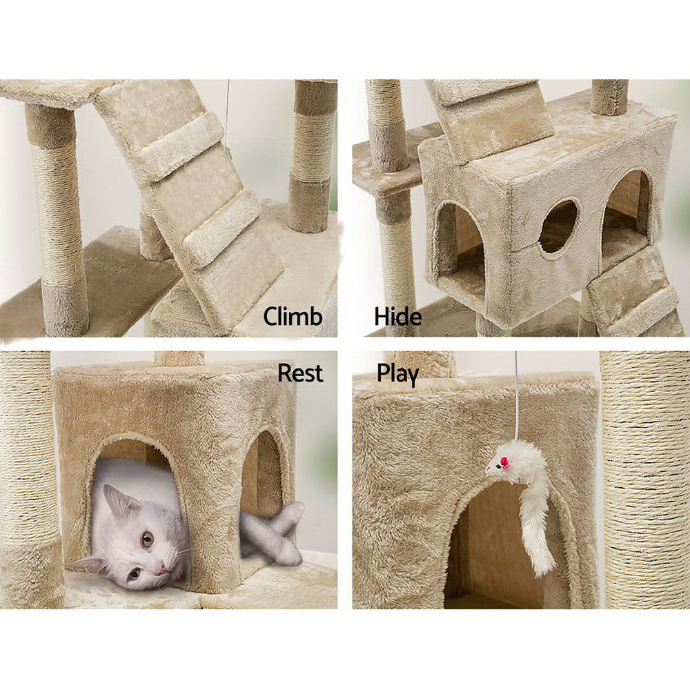 i.Pet Cat Tree Scratching Post Tower Cat Condo 180cm - Beige