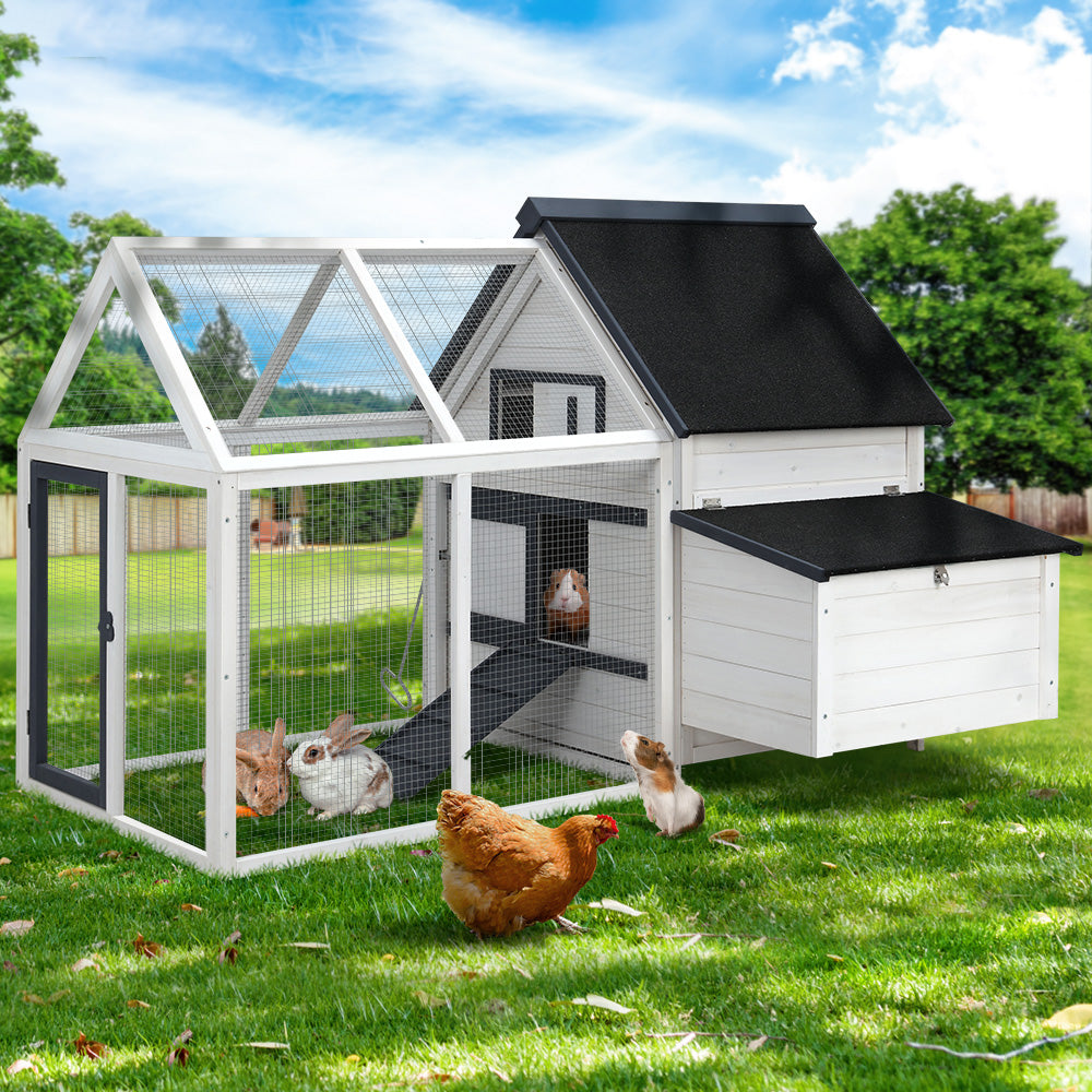 i.Pet Chicken Coop Rabbit Hutch Large House Run Cage XL Pet Hutch Bunny Wooden - i.Pet