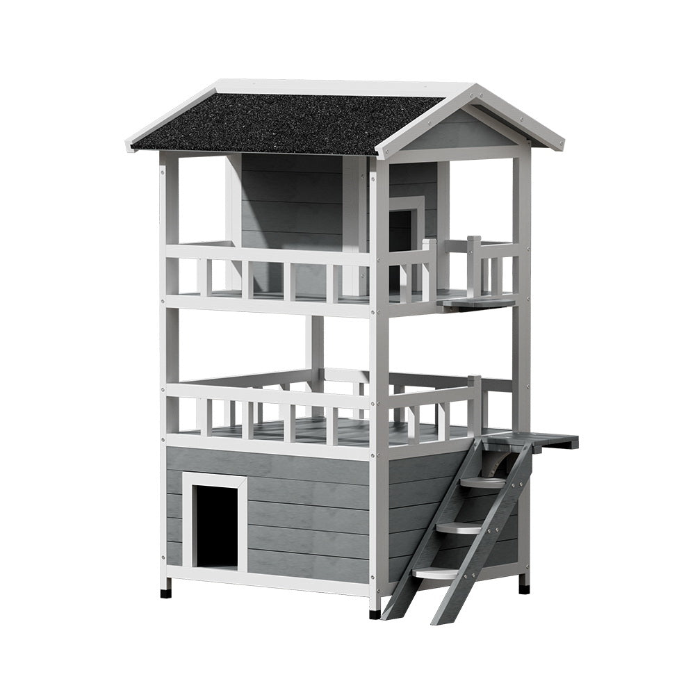 i.Pet Cat House Outdoor Shelter 72cm x 72cm x 127cm Rabbit Hutch Wooden Condo Small Dog Pet Houses Enclosure - i.Pet