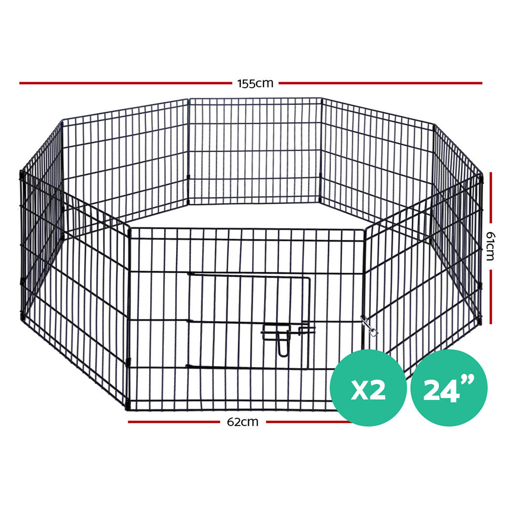 i.Pet 2 x 24-inch 8 Panel Dog Playpen Enclosure 