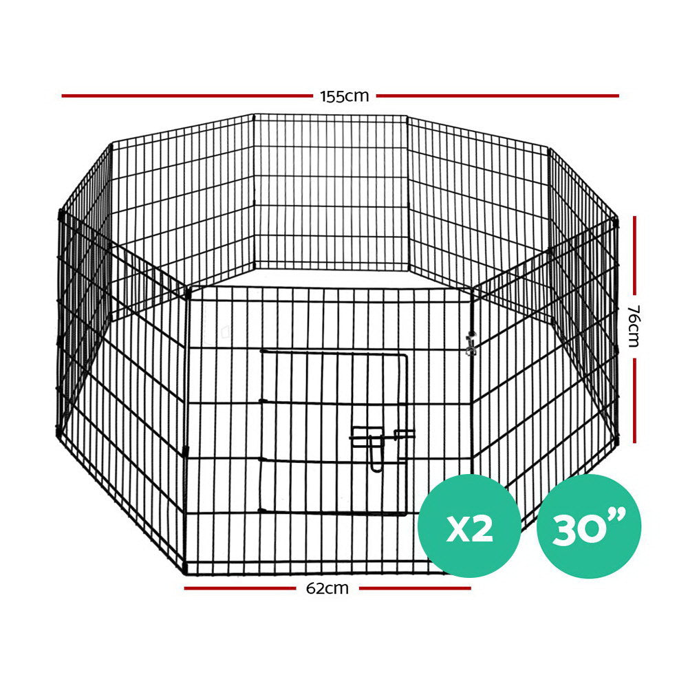 i.Pet 2 x 30-inch 8 Panel Dog Playpen Enclosure
