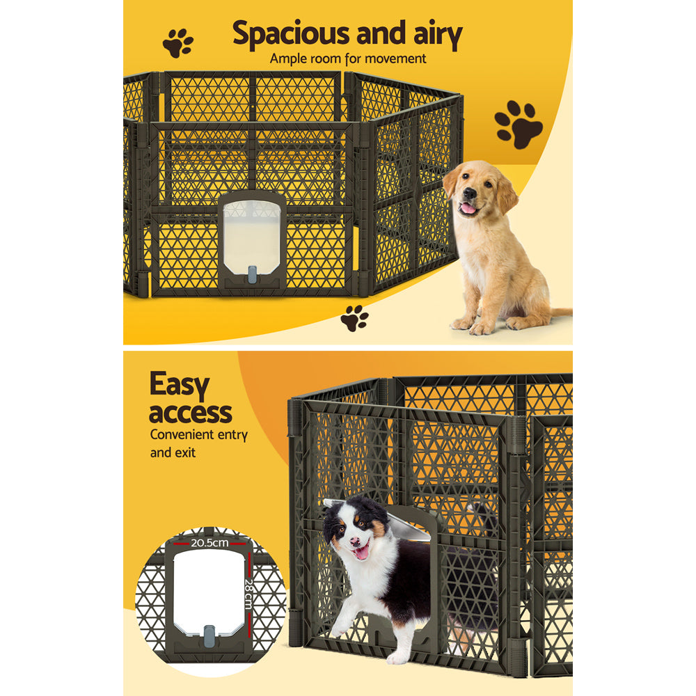i.Pet Pet Dog Playpen Enclosure 6 Panel Fence Puppy Cage Plastic Play Pen Fold - i.Pet