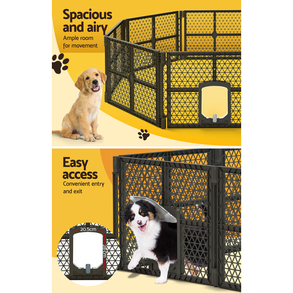 i.Pet Pet Dog Playpen Enclosure 8 Panel Fence Puppy Cage Plastic Play Pen Fold - i.Pet